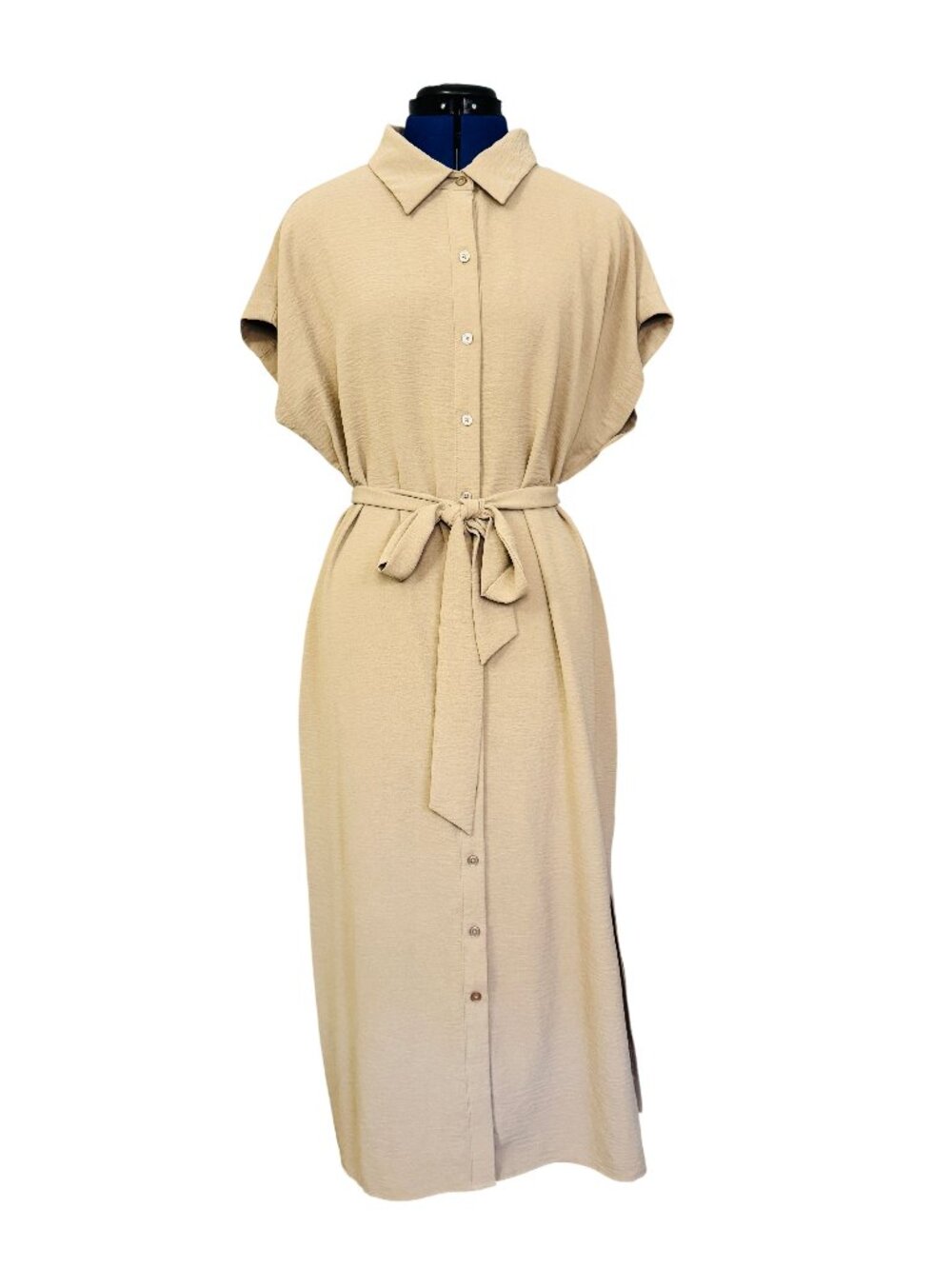 DKNY Tan Belted Shirtdress